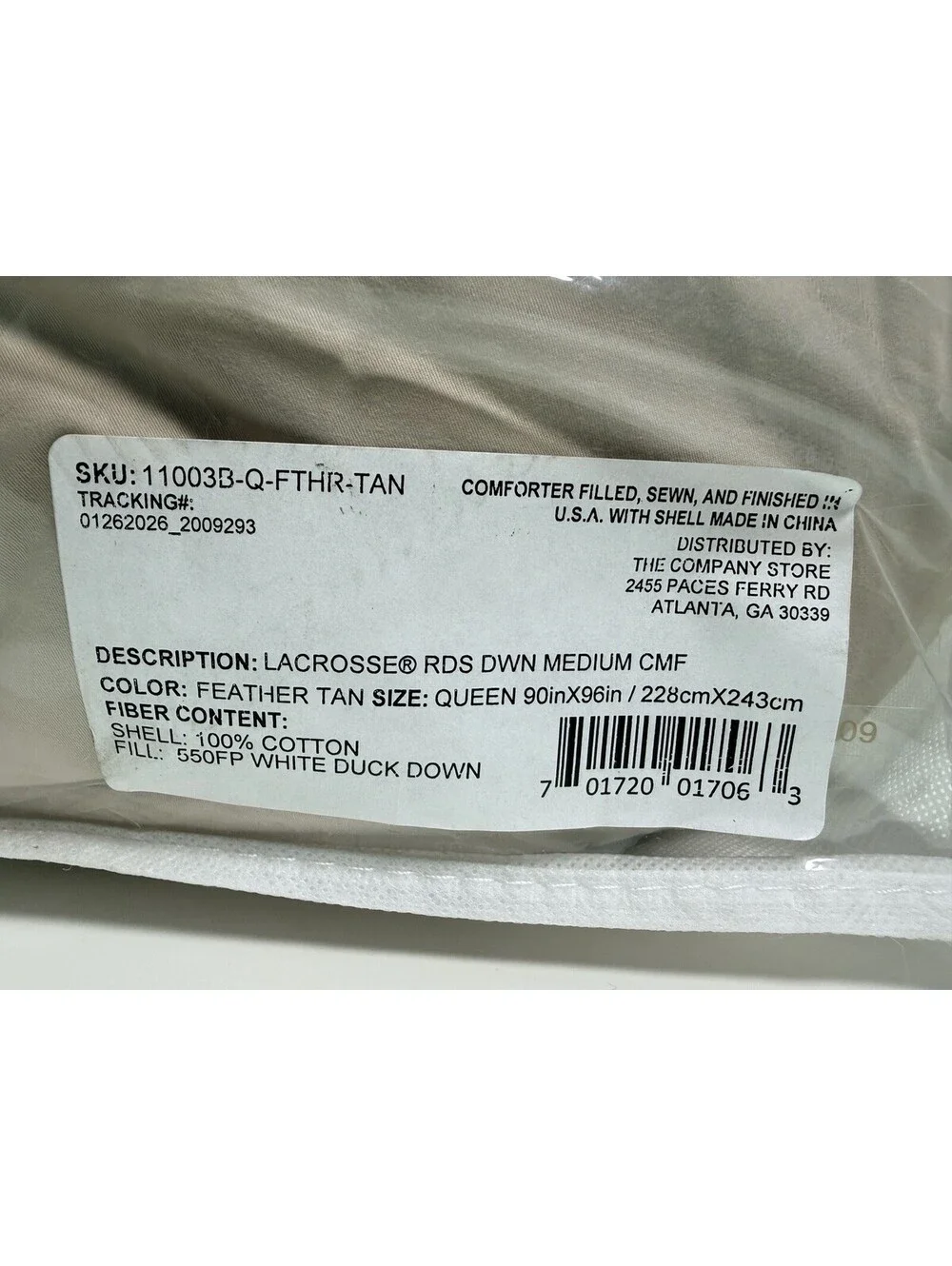 The Company Store LaCrosse RDS Down Comforter Queen Feather Tan Medium